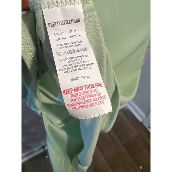 Pretty Little Thing Sage Green One Shoulder Bow Detail Midi Dress 8 NEW - Picture 13 of 15